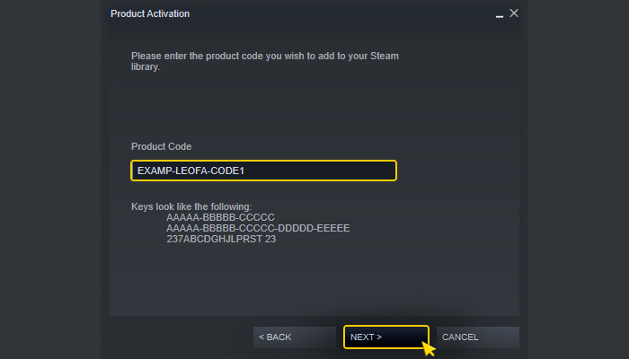 Activación en Steam. Paso 3