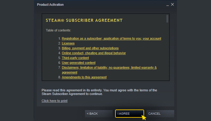 Activación en Steam. Paso 2.2